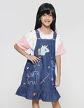 Little M Unicorn Print Overall Dress for Girls