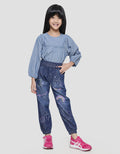 Little M Paperbag Waist Print Unicorn Jogger Anak Perempuan