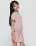 Little M Baju Set Skort Anak Perempuan Kotak Kombinasi