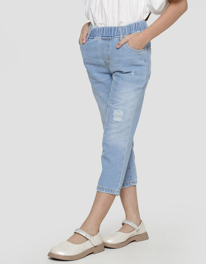 Little M Denim Long Pants Destroy Lipat Bawah Jeriwis