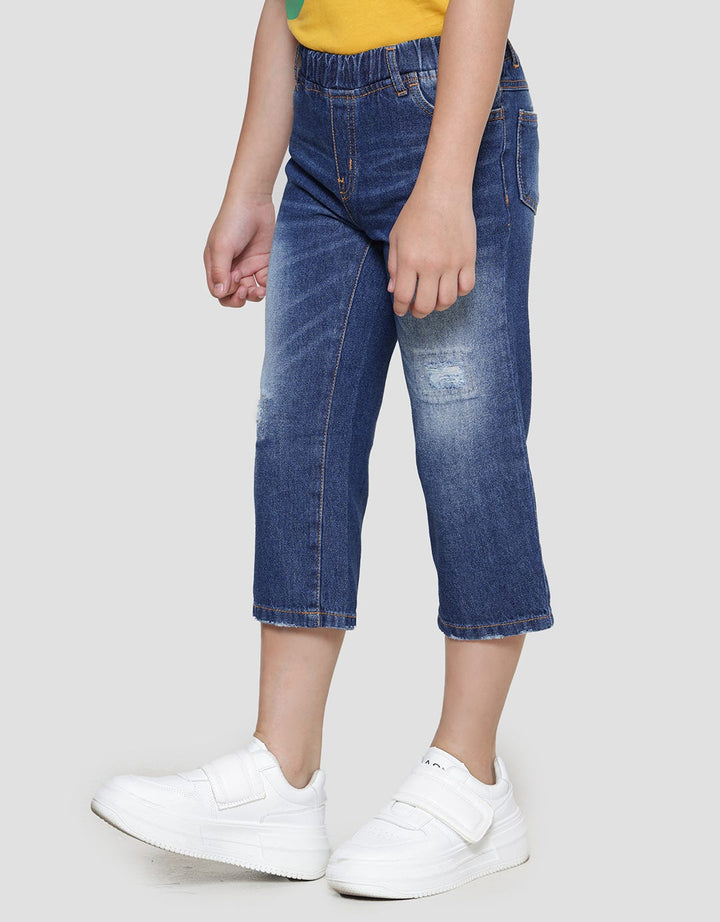 Little M Destroy Lipat Bawah Celana Panjang Denim Anak Laki-laki