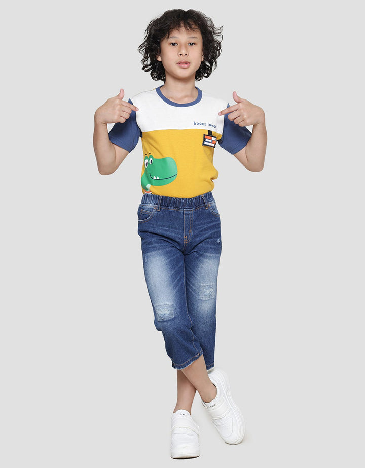 Little M Destroy Lipat Bawah Celana Panjang Denim Anak Laki-laki