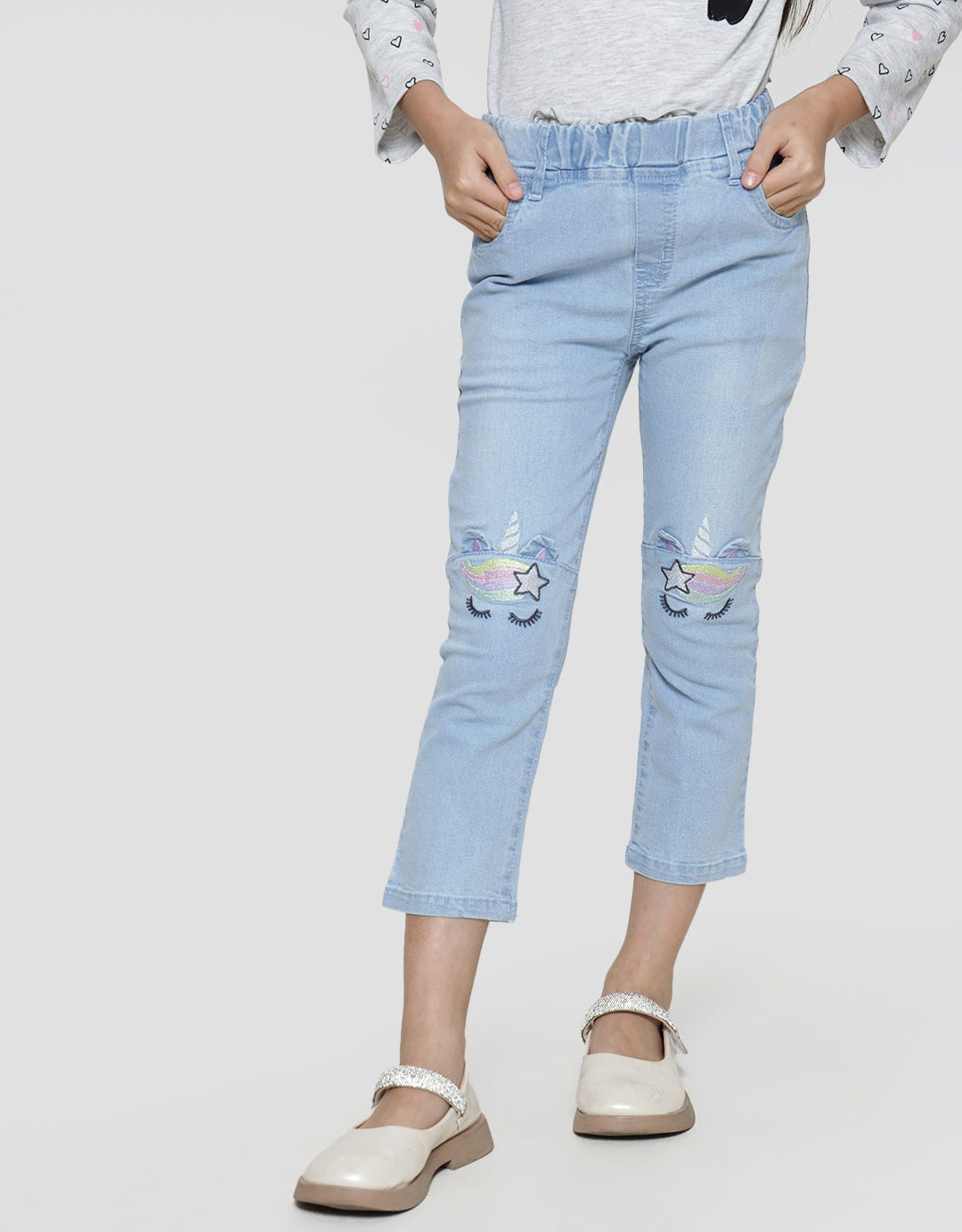 Little M Unicorn Knee Girls Jegging Pants
