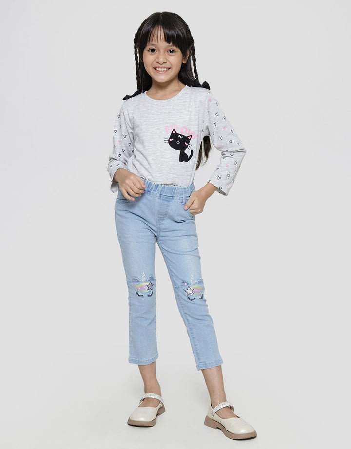 Little M Unicorn Knee Girls Jegging Pants