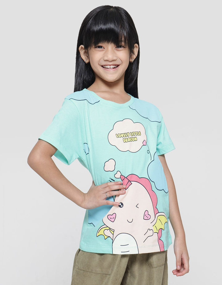 Little M Kaos Lengan Pendek Anak Perempuan Print Lovely Little Dragon