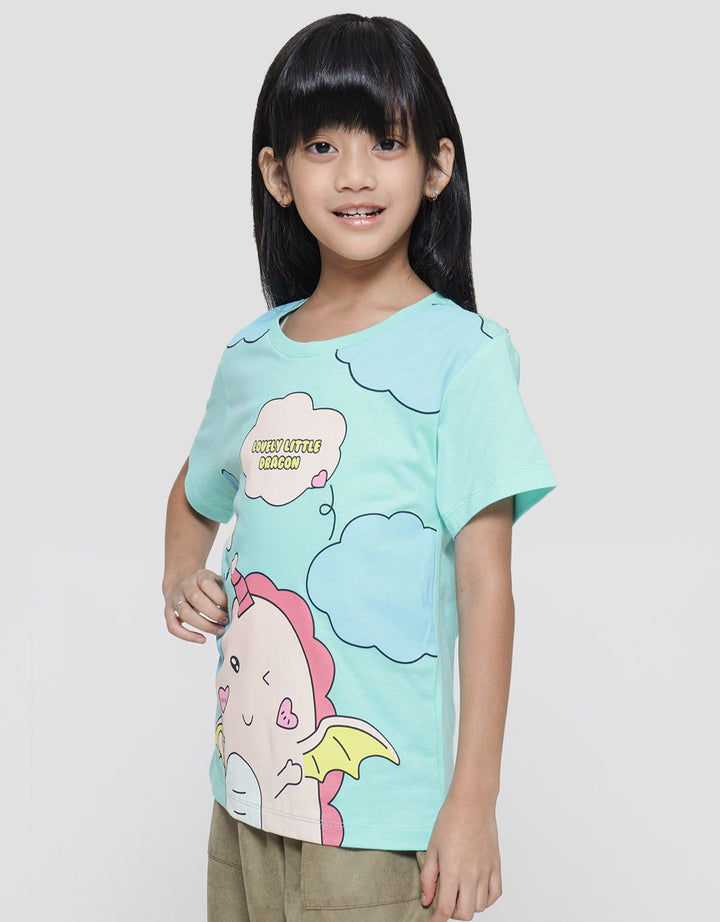 Little M Kaos Lengan Pendek Anak Perempuan Print Lovely Little Dragon