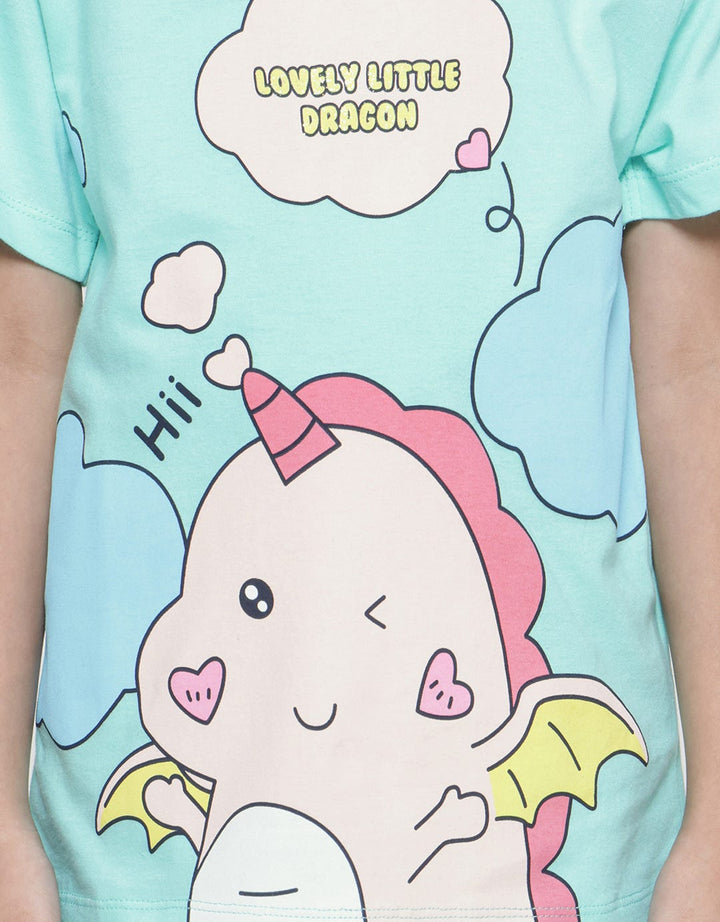 Little M Kaos Lengan Pendek Anak Perempuan Print Lovely Little Dragon