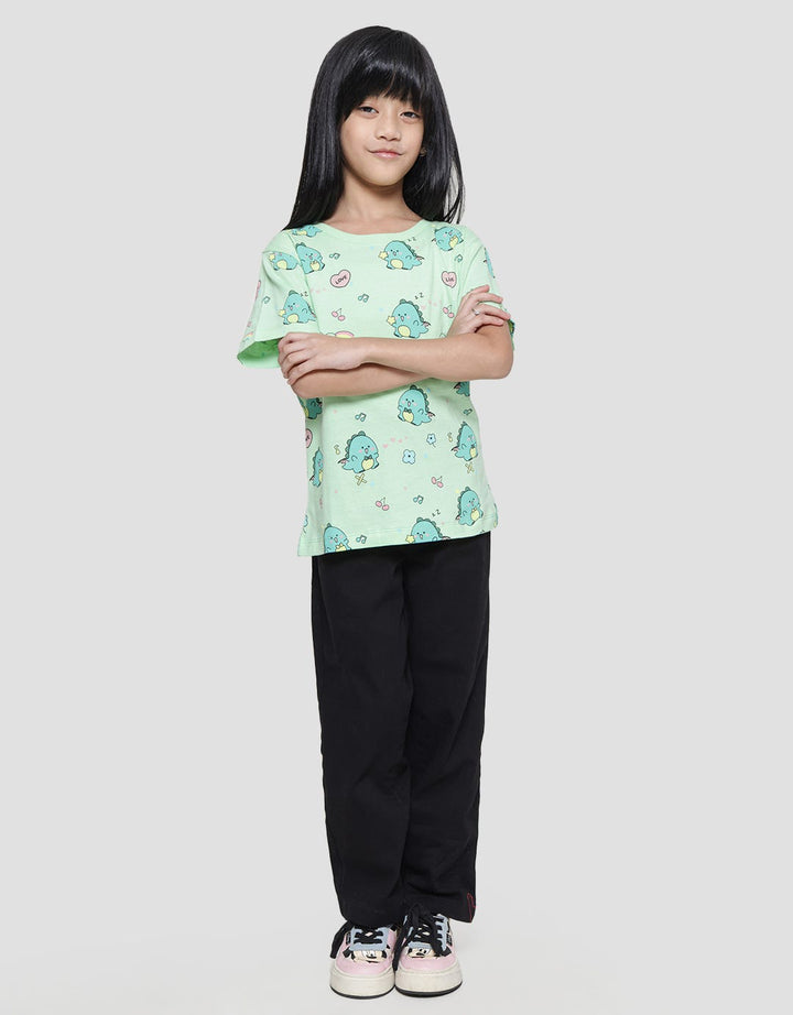 Little M Girls Short Sleeve T-shirt Full Print Dragon