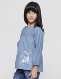 Little M Chambray Ruffle Kemeja Blouse Anak Perempuan