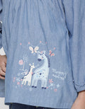 Little M Chambray Ruffle Kemeja Blouse Anak Perempuan