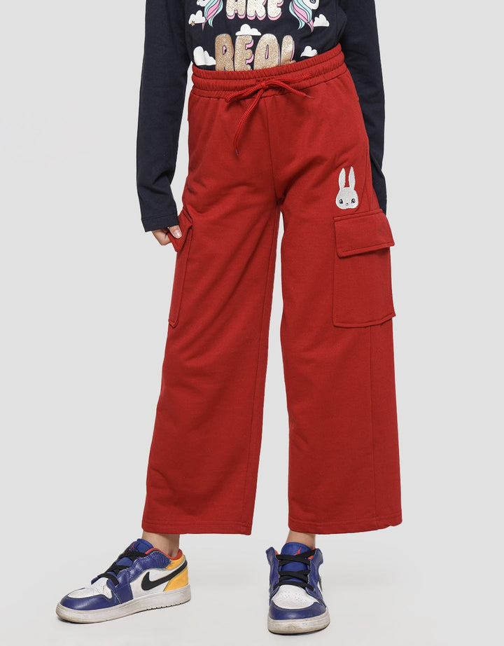 Aero Wide Leg Cut Sew Kargo Paris Celana Panjang Anak Perempuan