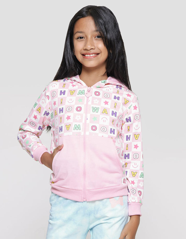 Aero Full Print Kotak Wohoo Jaket Anak Perempuan
