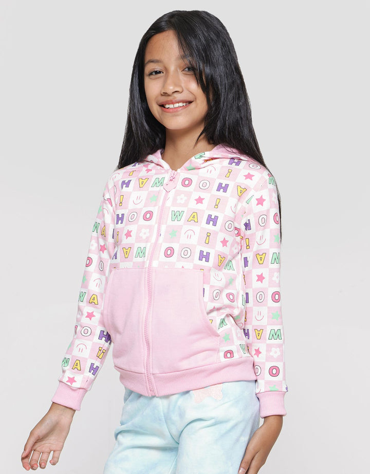 Aero Full Print Kotak Wohoo Jaket Anak Perempuan