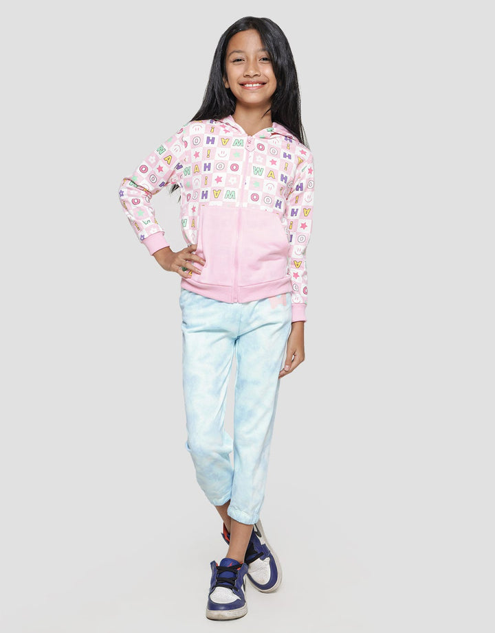 Aero Full Print Kotak Wohoo Jaket Anak Perempuan