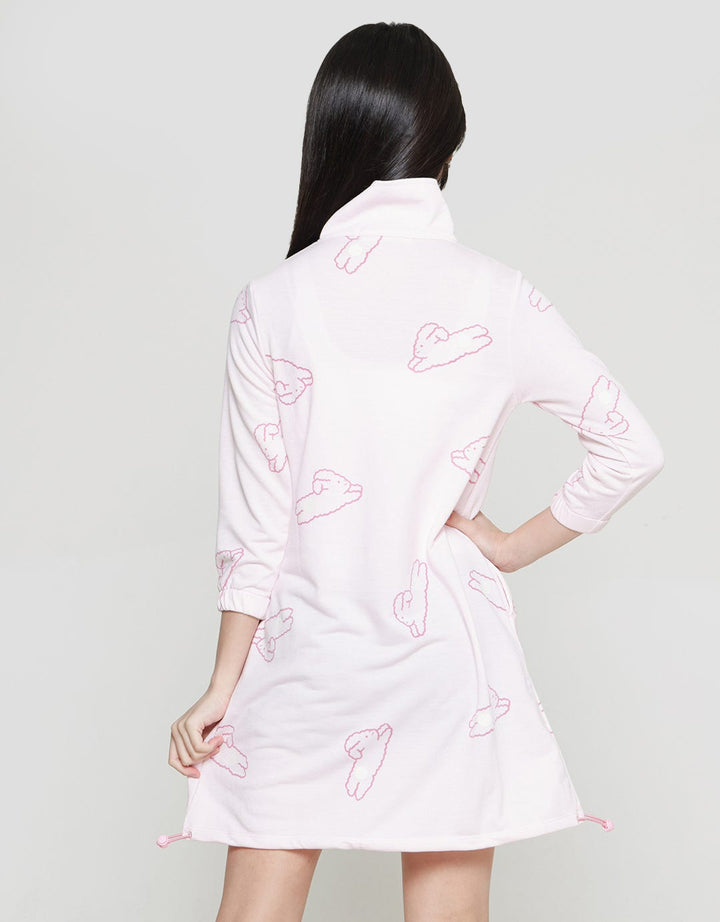 Aero Full Print Bunny Krah Stopper Bawah Midi Dress Anak Perempuan