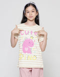 Aero Full Print Dino Salur Cute Kaos Anak Perempuan