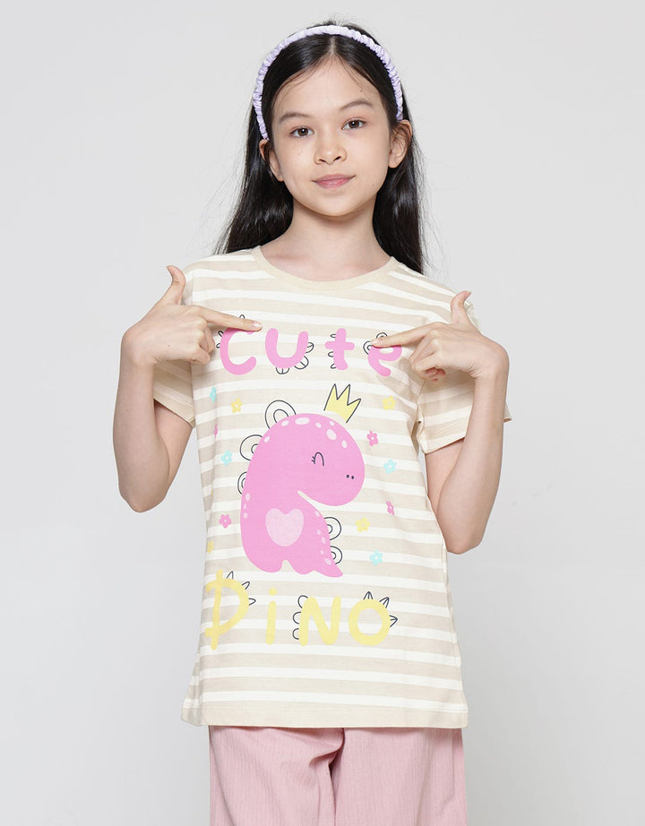 Aero Full Print Dino Salur Cute Kaos Anak Perempuan
