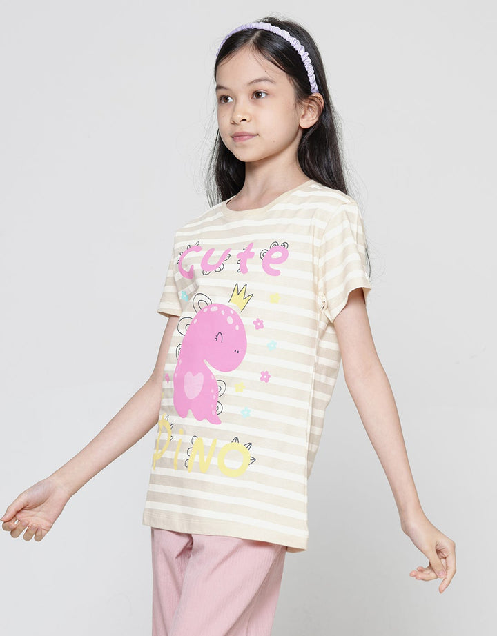 Aero Full Print Dino Salur Cute Kaos Anak Perempuan