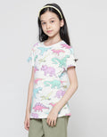 Aero Dino Multi Print Kaos Anak Perempuan