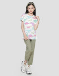 Aero Dino Multi Print Kaos Anak Perempuan