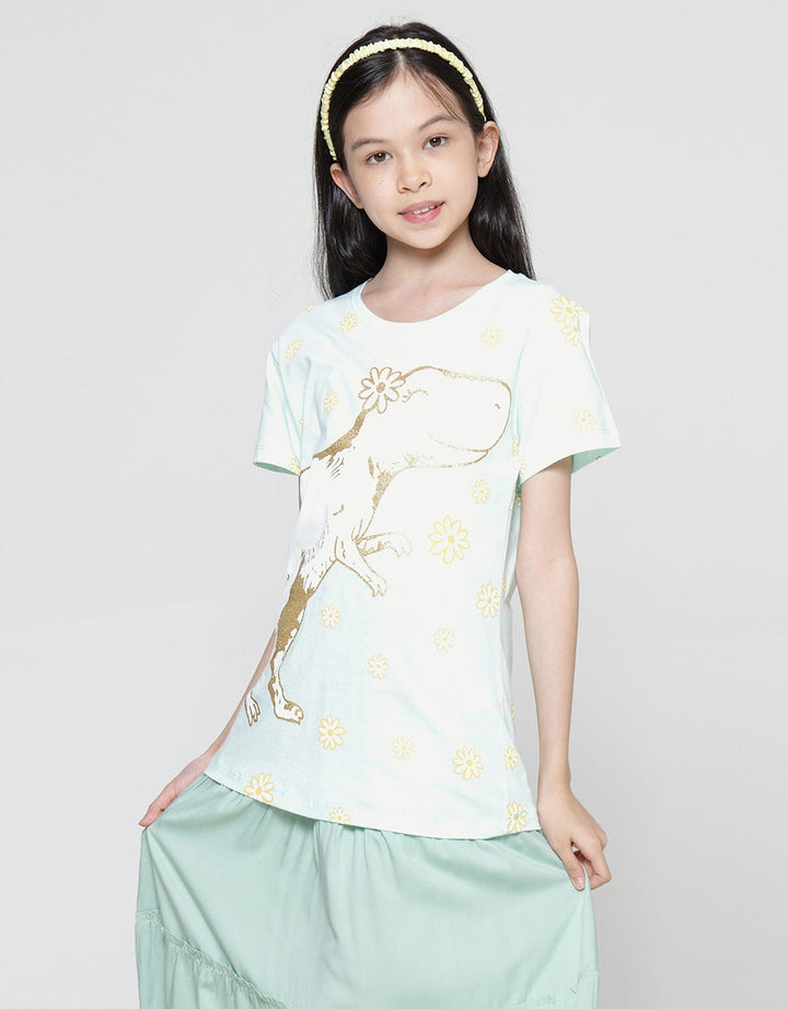 Aero Dino Flower Print Girls T-Shirt