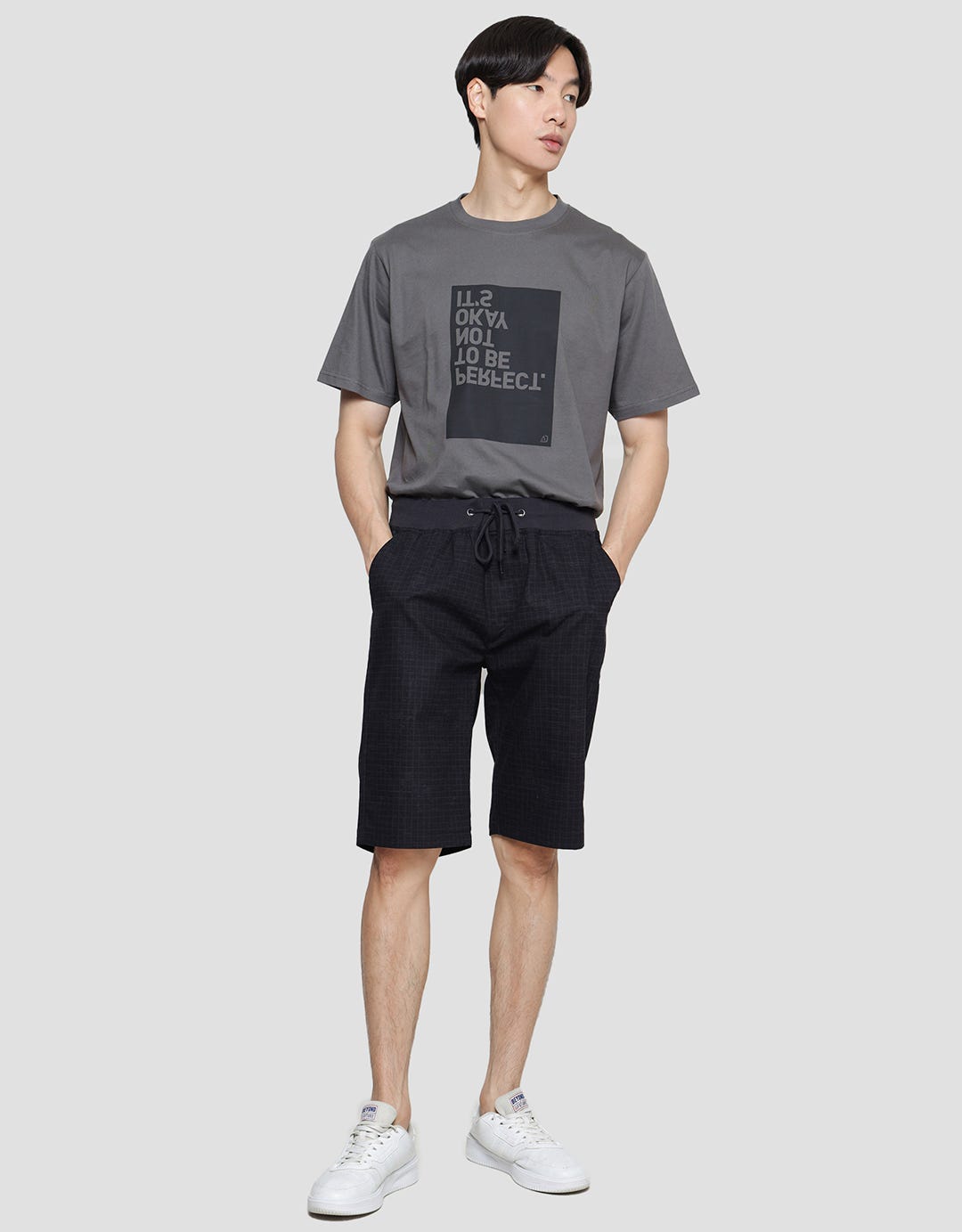 Nevada Celana Pendek Rib Bottom Pria Print Check