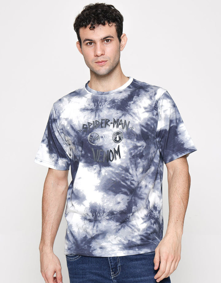 Marvel Short Sleeve T-Shirt Spiderman Vs Venom Front Print Tie Dye