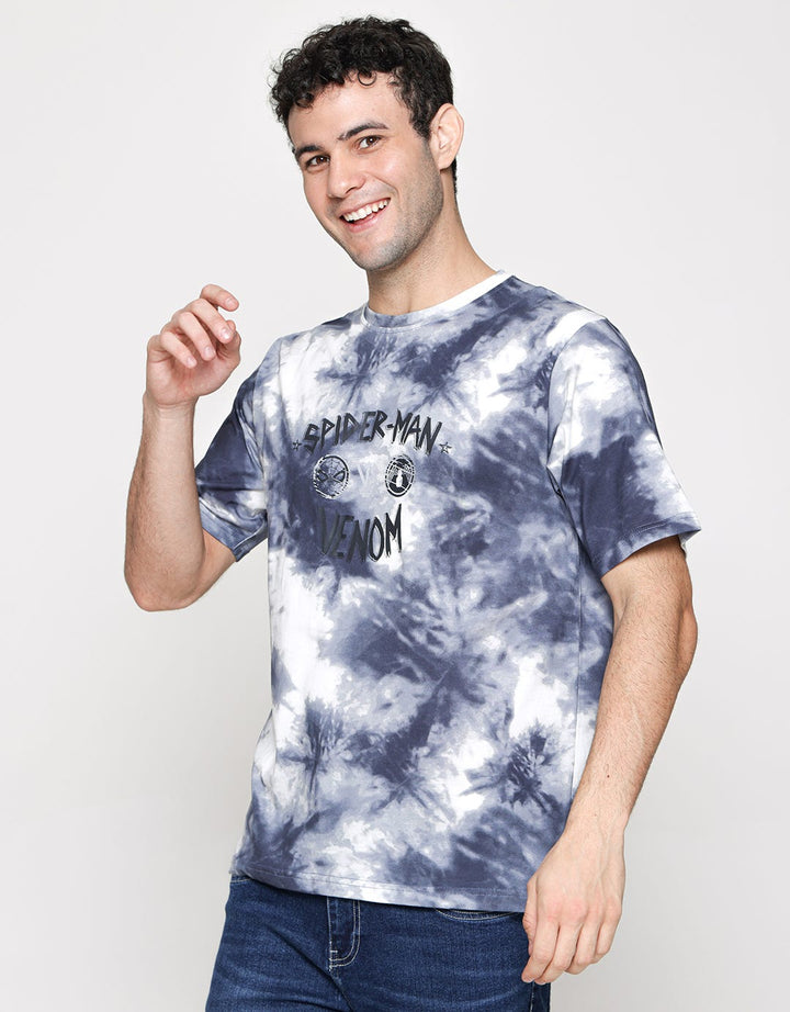 Marvel Short Sleeve T-Shirt Spiderman Vs Venom Front Print Tie Dye