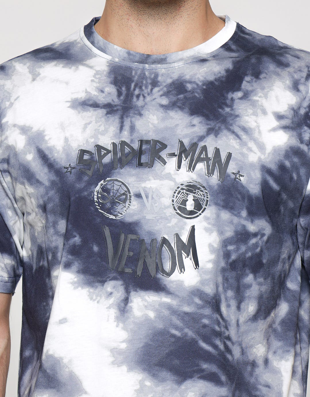 Marvel Short Sleeve T-Shirt Spiderman Vs Venom Front Print Tie Dye