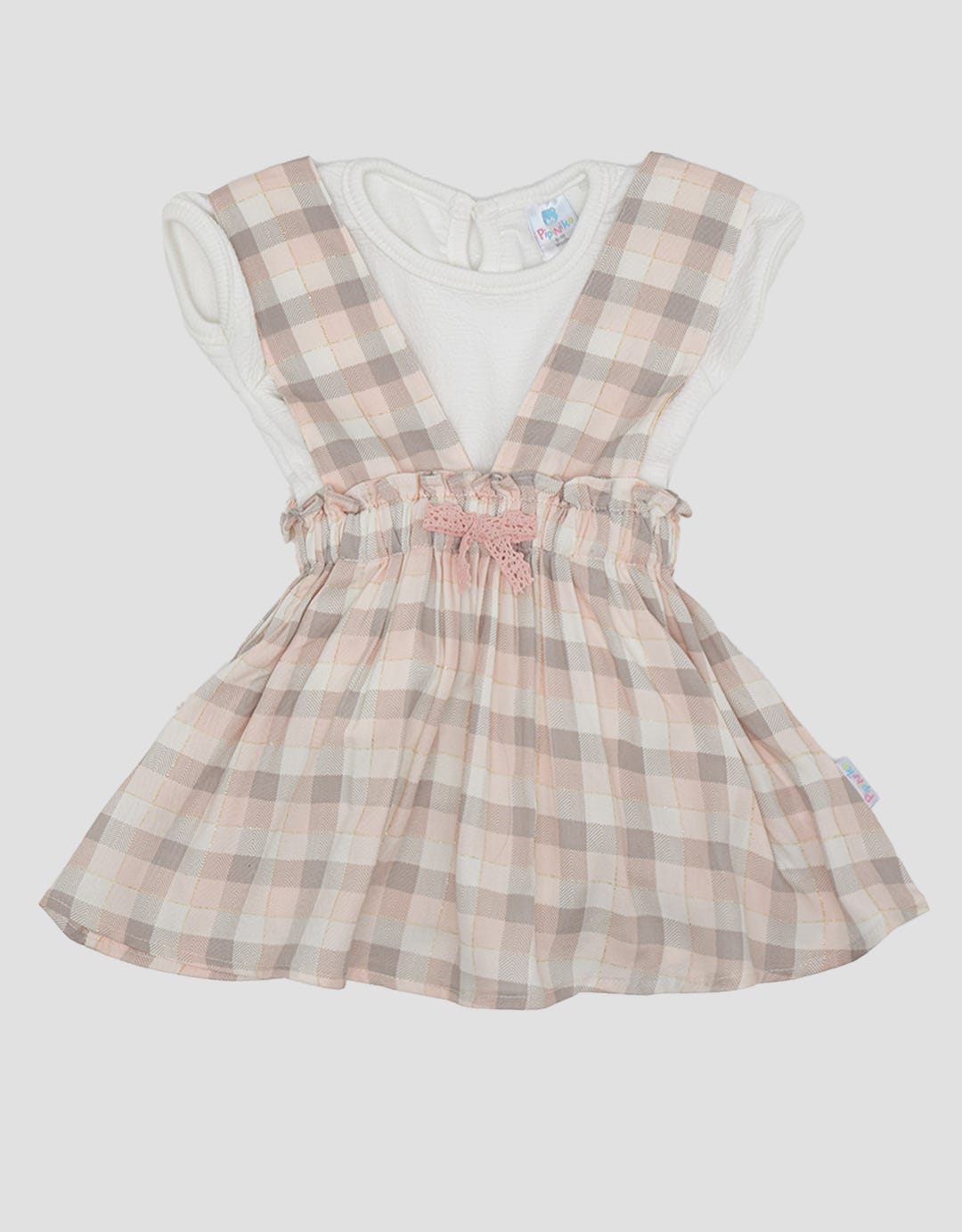 Pipiniko Lurex Plaid Pinafore Dress