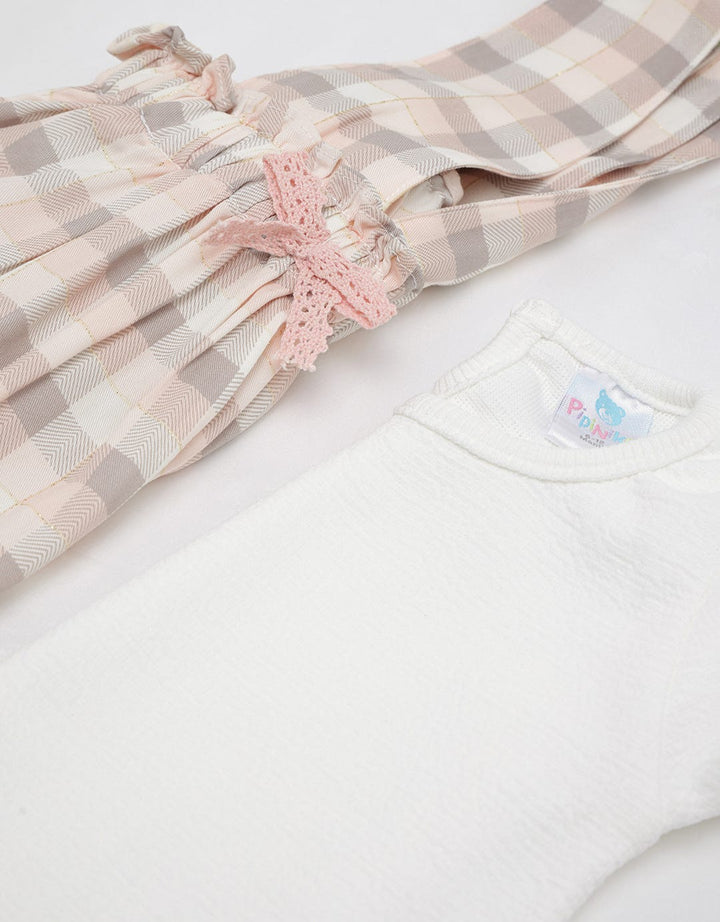 Pipiniko Lurex Plaid Pinafore Dress