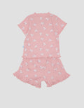 Pipiniko Baju Set Ribbed Short Flower Anak Perempuan