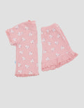 Pipiniko Baju Set Ribbed Short Flower Anak Perempuan