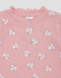 Pipiniko Baju Set Ribbed Short Flower Anak Perempuan
