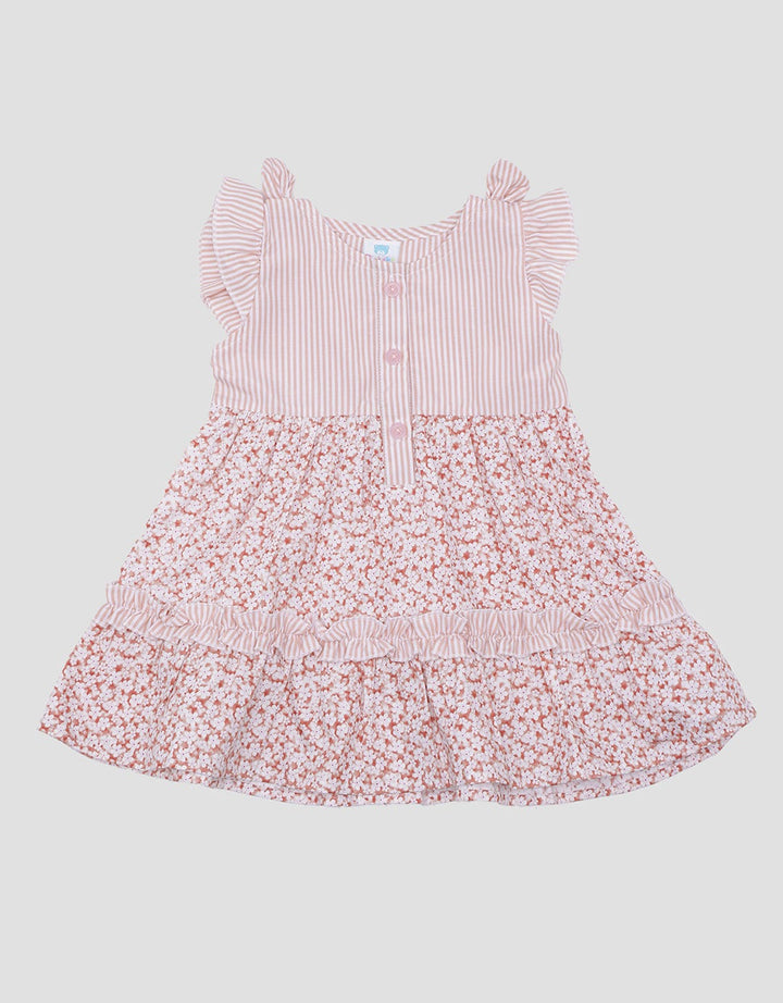 Pipiniko Combo Pattern Midi Dress Anak Perempuan
