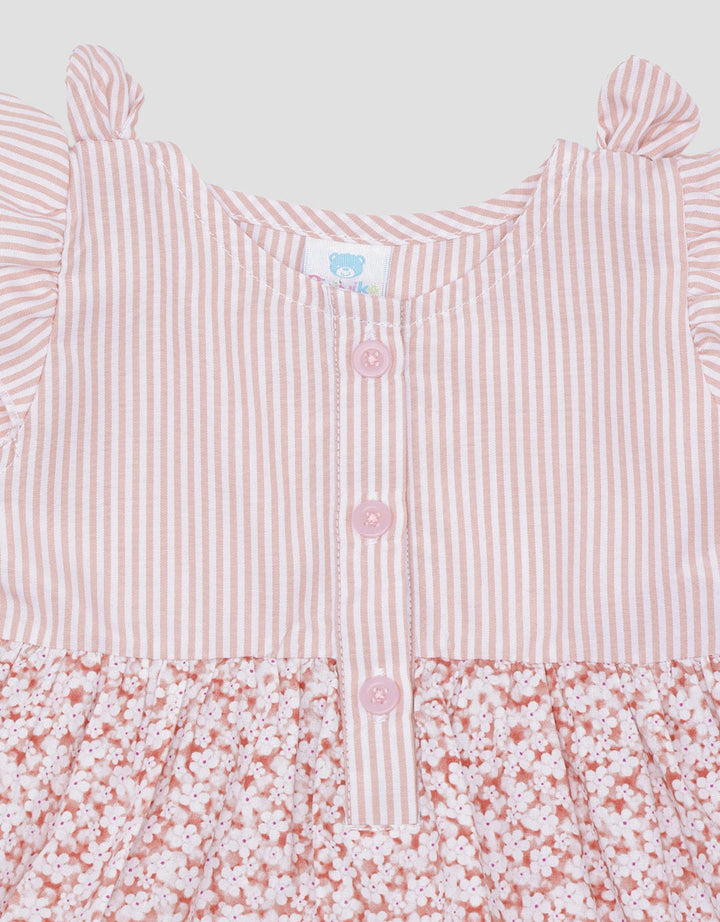 Pipiniko Combo Pattern Midi Dress Anak Perempuan