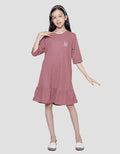 Nevada Knit Texture Embro Rabbit Happy Midi Dress Anak Perempuan