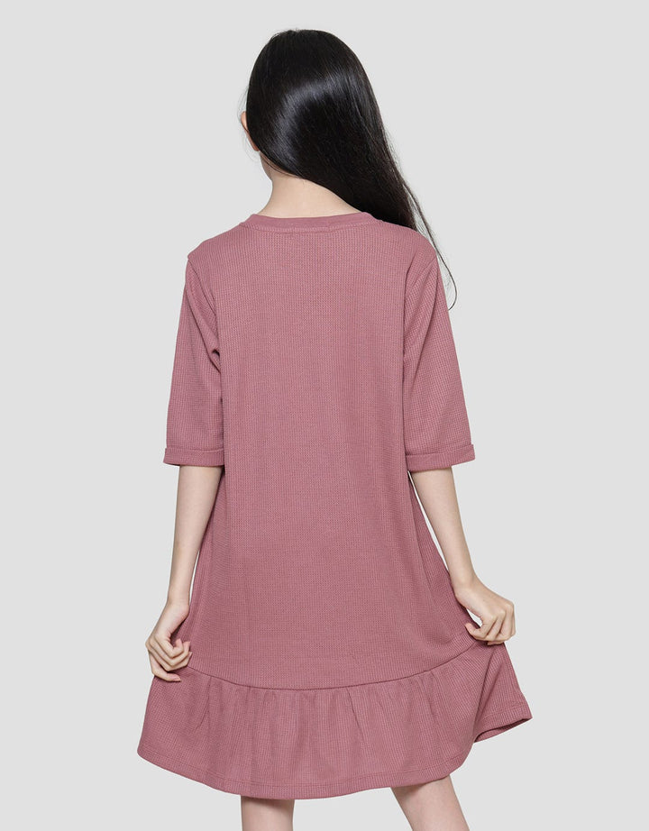 Nevada Knit Texture Embro Rabbit Happy Midi Dress Anak Perempuan