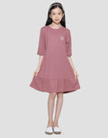 Nevada Knit Texture Embro Rabbit Happy Midi Dress Anak Perempuan