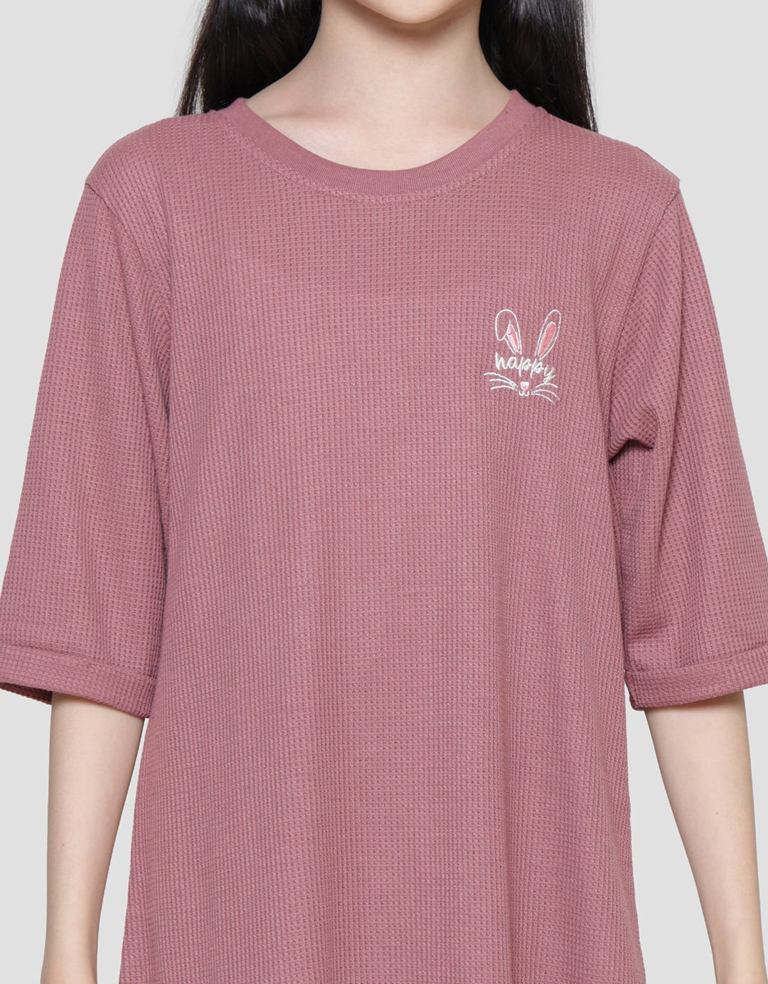 Nevada Knit Texture Embro Rabbit Happy Midi Dress Anak Perempuan