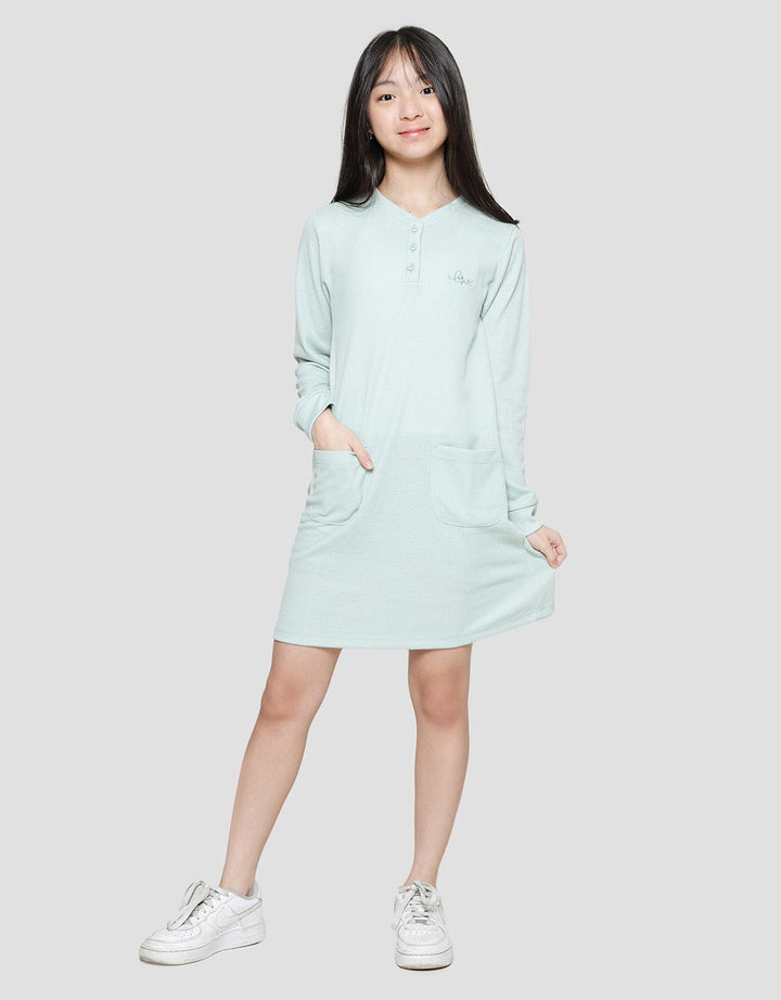 Nevada Henley Collar Midi Dress Anak Perempuan