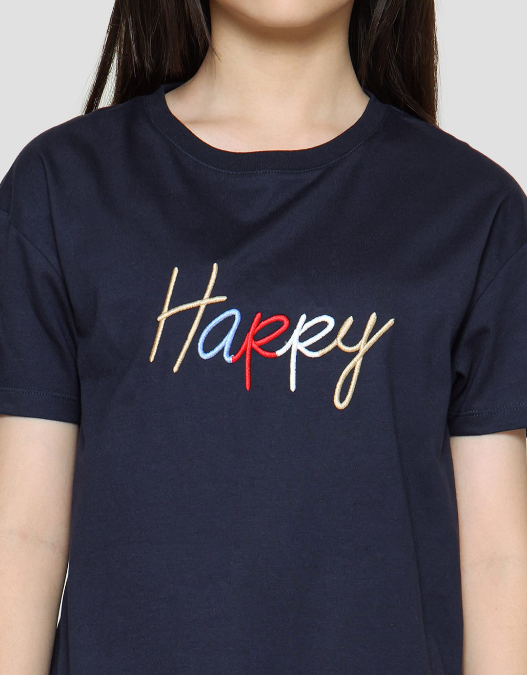 Nevada Girls Short Sleeve T-shirt Embro Happy Colorfull