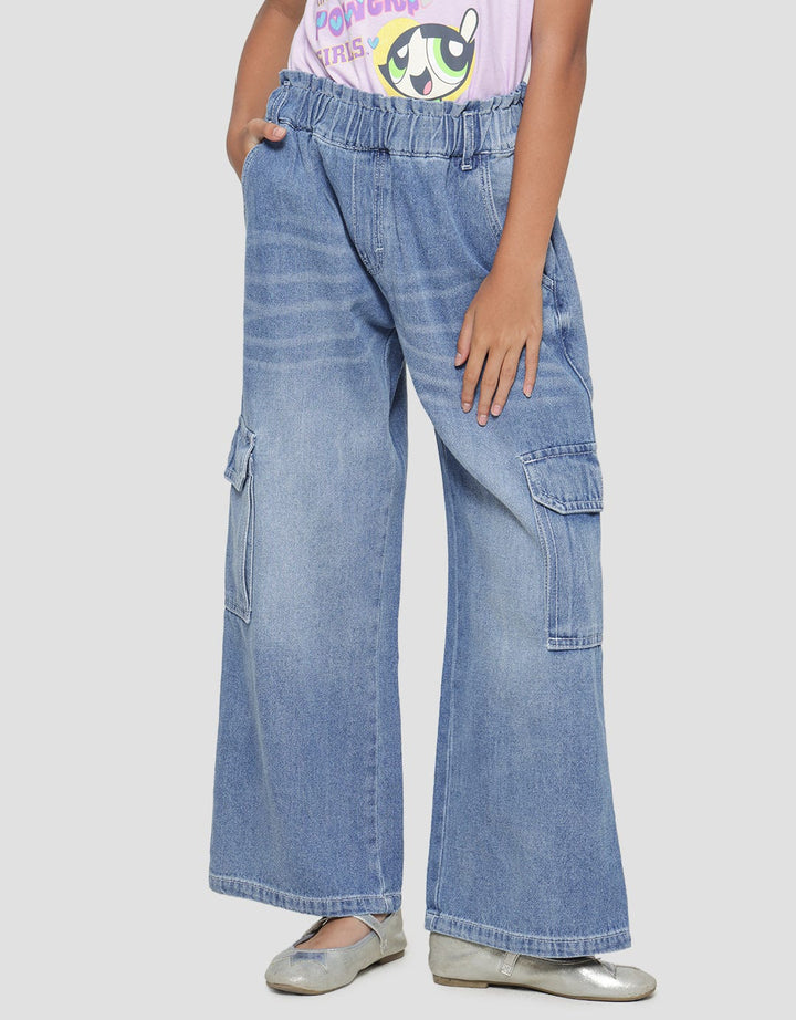 Nevada Wideleg Kantong Velcro Celana Denim Anak Perempuan