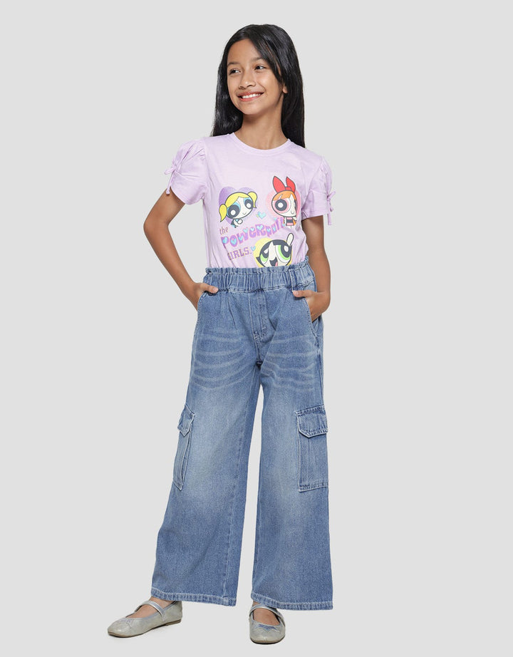 Nevada Wideleg Kantong Velcro Celana Denim Anak Perempuan