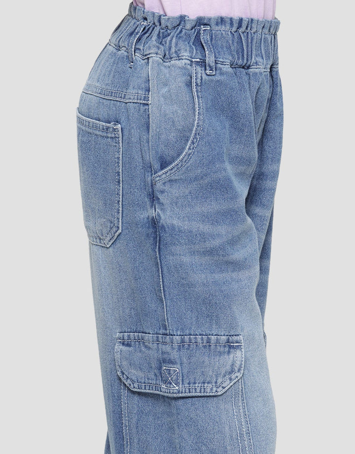 Nevada Wideleg Kantong Velcro Celana Denim Anak Perempuan