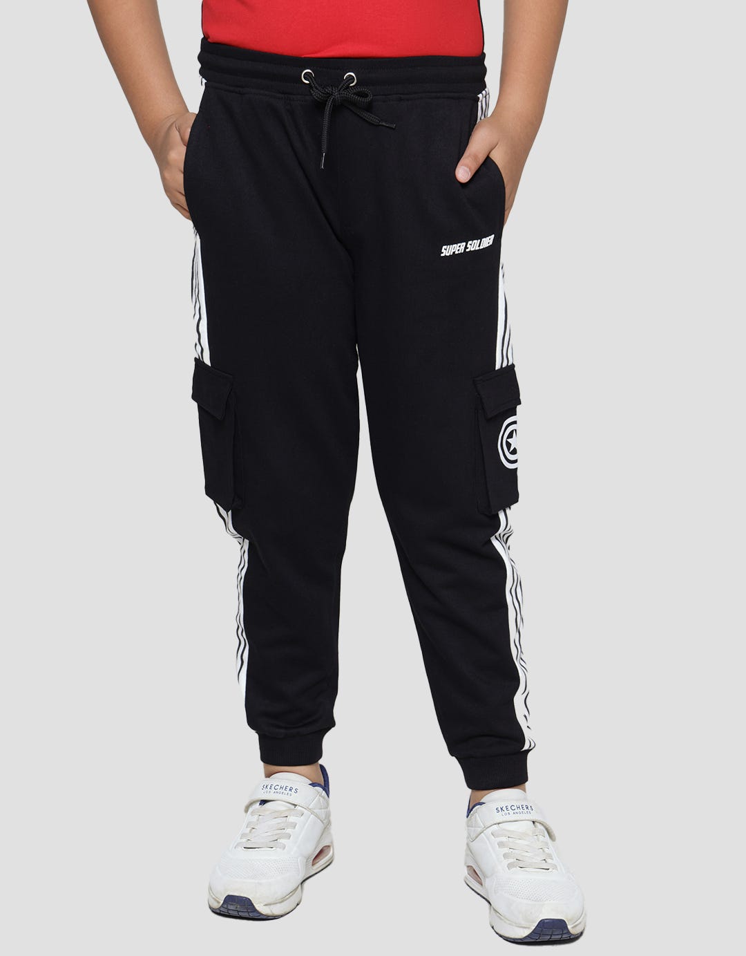 Marvel Long Pants Knit Avenger Logo Capt Amrik Stripe Kargo