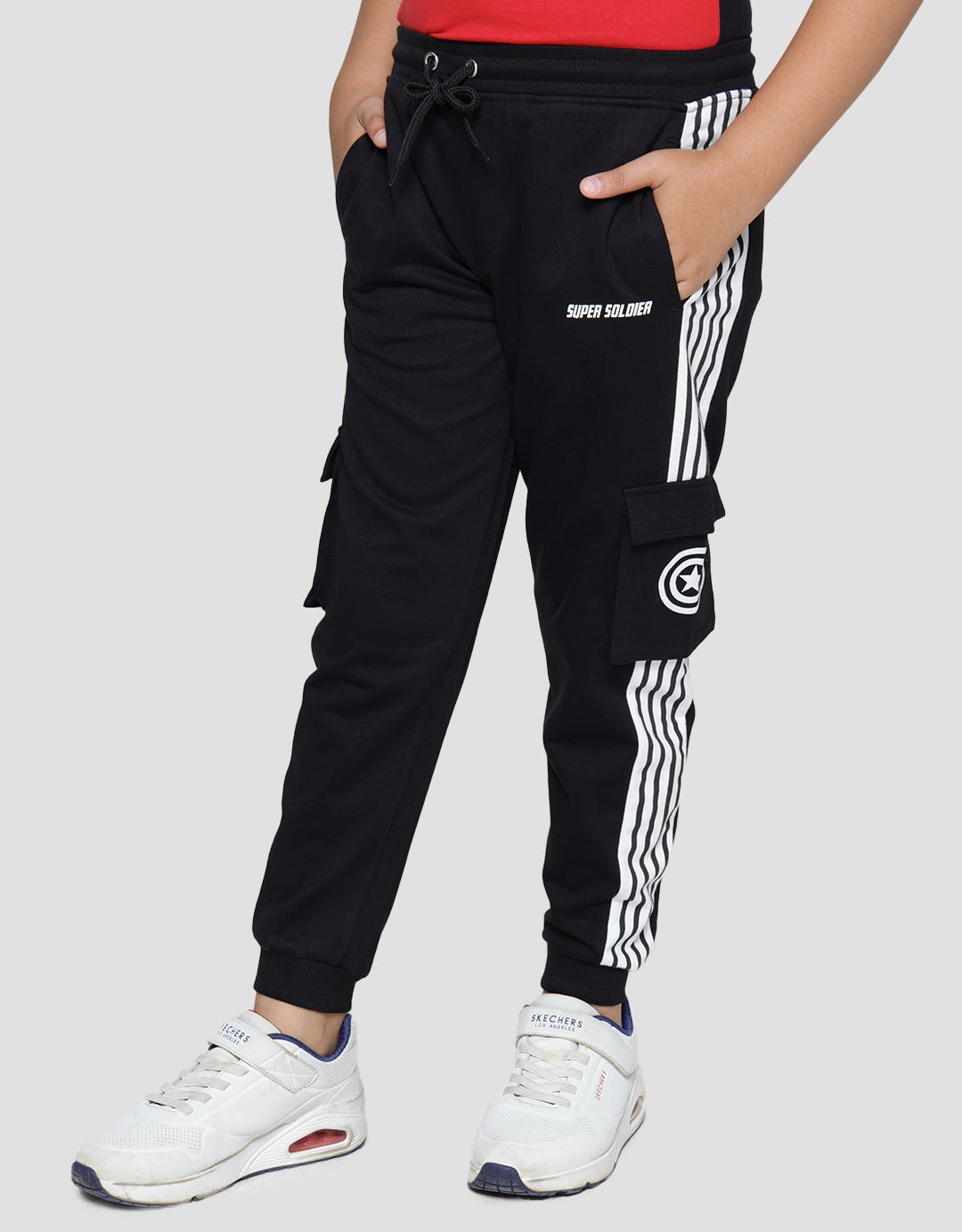 Marvel Long Pants Knit Avenger Logo Capt Amrik Stripe Kargo