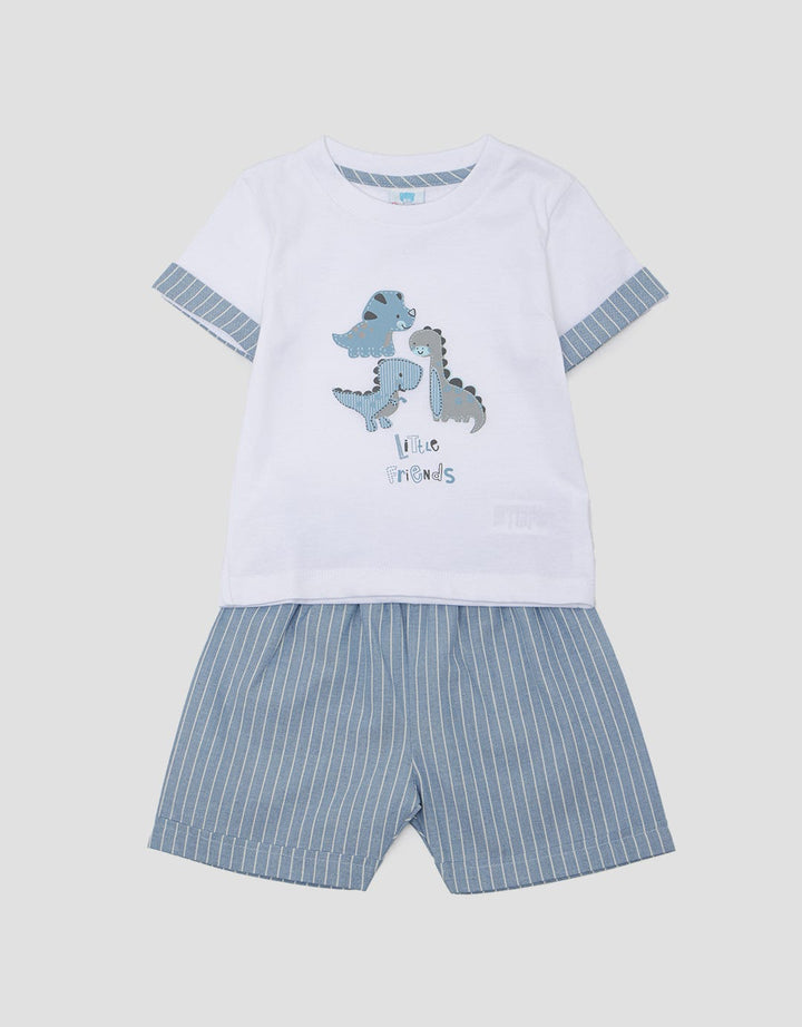 Pipiniko Dino Stripe Set Pakaian Anak Laki-laki
