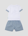 Pipiniko Dino Stripe Set Pakaian Anak Laki-laki