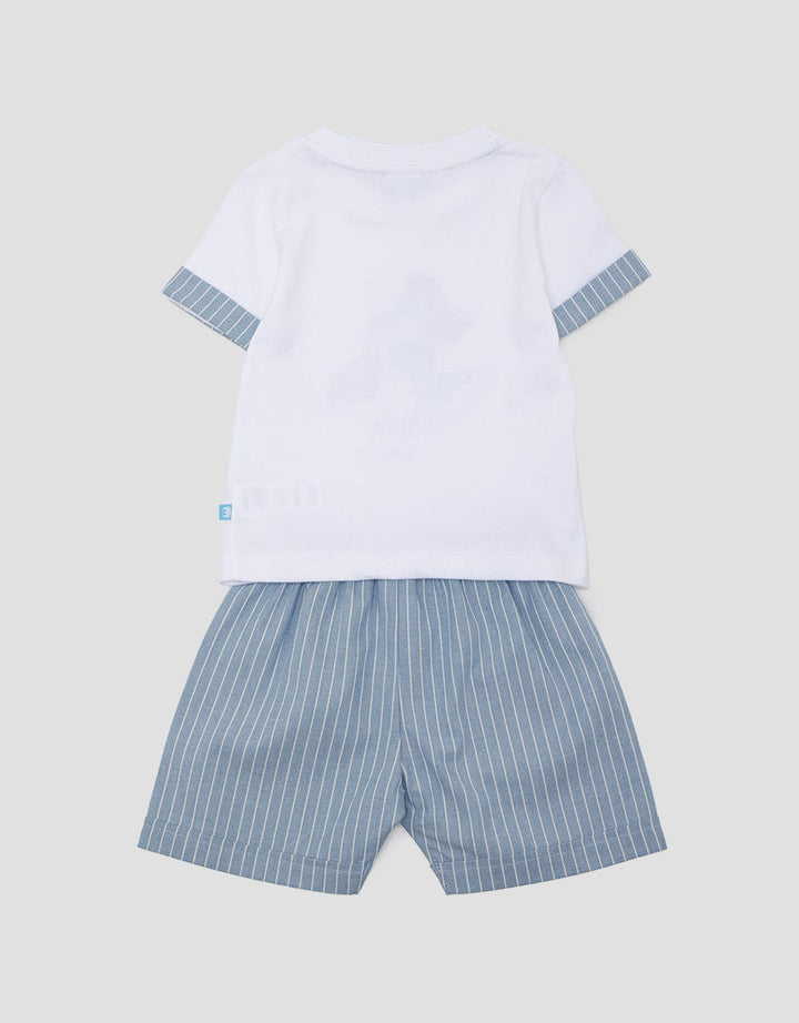Pipiniko Dino Stripe Set Pakaian Anak Laki-laki